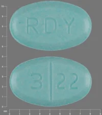 Pill with imprint RDY 322, blue, oval, 8 mm (Glimepiride 4 mg)