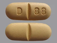 Pill with imprint D 88, yellow, capsule, 18 mm (Abacavir 300 mg)