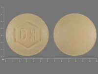 Pill with imprint DH, yellow, round, 6 mm (Estradiol Valerate/Dienogest Estradiol Valerate 2 mg / Dienogest 3 mg)
