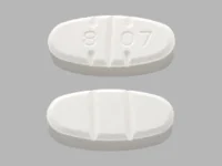 Pill with imprint 8 07, white, oval, 17 mm (Trazodone Hydrochloride 150 mg)