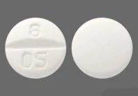 Pill with imprint 8 05, white, round, 8 mm (Trazodone Hydrochloride 50 mg)