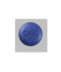 Pill with imprint SAT 109, blue, round, 11 mm (Methenamine, Benzoic Acid, Phenyl Salicylate, Methylene Blue, and Hyoscyamine Sulfate Hyoscyamine Sulfate 0.12 mg / Phenyl Salicylate 36.2 mg / Methenamine 81.6 mg / Methylene Blue 10.8 mg / Benzoic Acid 9 mg)