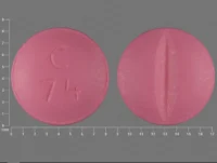 Pill with imprint C 74, pink, round, 8 mm (Metoprolol Tartrate 50 mg)