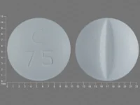 Pill with imprint C 75, blue, round, 11 mm (Metoprolol Tartrate 100 mg)
