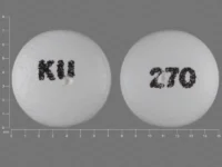 Pill with imprint KU 270, white, round, 7 mm (Oxybutynin Chloride 5 mg)