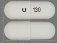 Pill with imprint U 130, white, capsule, 16 mm (Hydrochlorothiazide 12.5 mg)