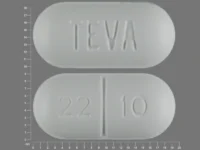 Pill with imprint TEVA 22 10, white, oval, 19 mm (Sucralfate 1 g)