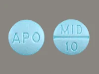 Pill with imprint APO MID 10, blue, round, 7 mm (Midodrine Hydrochloride 10 mg)