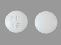 Pill with imprint ZD 16, white, round, 6 mm (Topiramate 25 mg)
