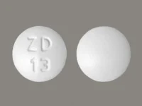Pill with imprint ZD 13, white, round, 12 mm (Topiramate 200 mg)