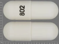 Pill with imprint 802, white, capsule, 18 mm (Cephalexin 500 mg)