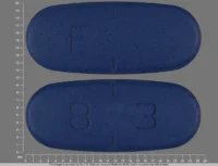 Pill with imprint F 8 3, blue, capsule, 23 mm (Valacyclovir Hydrochloride 1 g)
