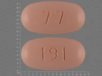 Pill with imprint 191 77, orange, oval, 16 mm (Capecitabine 500 mg)
