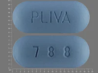 Pill with imprint PLIVA 788, blue, oval, 19 mm (Azithromycin 500 mg)