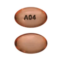 Pill with imprint A04, orange, oval, 9 mm (Lubiprostone 24 mcg)