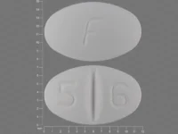 Pill with imprint F 5 6, white, oval, 12 mm (Escitalopram Oxalate 20 mg)