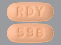 Pill with imprint RDY 596, orange, capsule, 10 mm (Memantine 5 mg)
