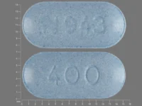 Pill with imprint N943 400, blue, oval, 15 mm (Acyclovir 400 mg)