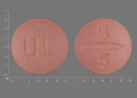 Pill with imprint UL 5 5, pink, round, 6 mm (Bisoprolol Fumarate 5 mg)