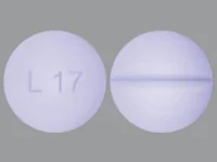 Pill with imprint L17, purple, round, 6 mm (Levothyroxine Sodium 0.075 mg)