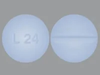 Pill with imprint L24, blue, round, 6 mm (Levothyroxine Sodium 0.15 mg)