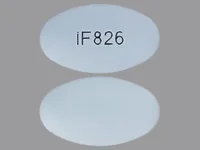 Pill with imprint IF826, blue, oval, 19 mm (Ibuprofen and Famotidine Ibuprofen 800 mg / Famotidine 26.6 mg)