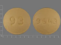 Pill with imprint 93 9643, yellow, round, 6 mm (Prochlorperazine Maleate 5 mg)