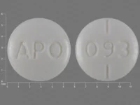 Pill with imprint APO 093, white, round, 6 mm (Doxazosin 1 mg)