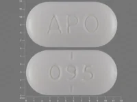 Pill with imprint APO 095, white, capsule, 11 mm (Doxazosin 4 mg)