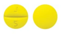 Pill with imprint J 5, yellow, round, 7 mm (Prochlorperazine Maleate 5 mg)