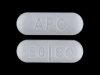 Pill with imprint APO SO 80, white, oval, 10 mm (Sotalol Hydrochloride 80 mg)