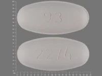 Pill with imprint 93 2274, white, oval, 20 mm (Amoxicillin and Clavulanate Potassium Amoxicillin Anhydrous 500 mg / Clavulanic Acid 125 mg)