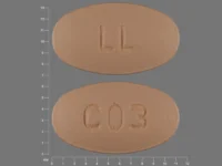 Pill with imprint LL C03, brown, oval, 11 mm (Simvastatin 20 mg)