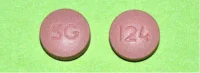 Pill with imprint SG 124, pink, round, 9 mm (Clopidogrel Bisulfate 75 mg)