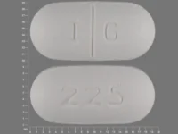 Pill with imprint 225 IG, white, oval, 19 mm (Gemfibrozil 600 mg)