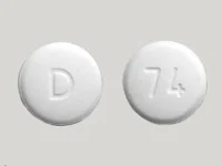 Pill with imprint D 74, white, round, 11 mm (Terbinafine Hydrochloride 250 mg)