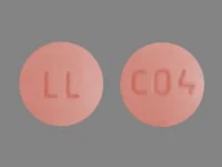 Pill with imprint LL C04, red, round, 10 mm (Simvastatin 40 mg)