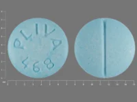 Pill with imprint PLIVA 468, blue, round, 7 mm (Propranolol Hydrochloride 20 mg)