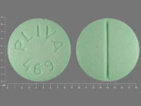 Pill with imprint PLIVA 469, green, round, 9 mm (Propranolol Hydrochloride 40 mg)