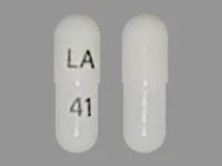 Pill with imprint LA 41, white, capsule, 14 mm (Pregabalin 25 mg)