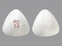 Pill with imprint RD53, white, triangle, 5 mm (Sirolimus 1 mg)