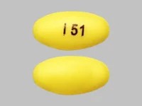 Pill with imprint I 51, yellow, oval, 8 mm (Pantoprazole Sodium 20 mg)