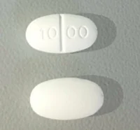 Pill with imprint 10 00, white, round, 19 mm (Metformin Hydrochloride 1000 mg)