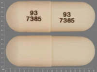 Pill with imprint 93 7385 93 7385, brown, capsule, 19 mm (Venlafaxine Hydrochloride 75 mg)