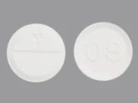 Pill with imprint Y 08, white, round, 8 mm (Glycopyrrolate 1 mg)
