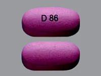 Pill with imprint D 86, pink, oval, 19 mm (Divalproex Sodium 500 mg)