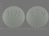 Pill with imprint 974 HH, green, round, 8 mm (Ropinirole Hydrochloride 1 mg)
