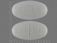 Pill with imprint 60 60 1105, white, oval, 13 mm (Isosorbide Mononitrate 60 mg)