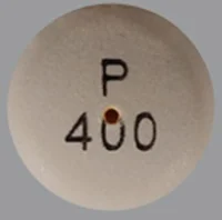 Pill with imprint P400, brown, round, 12 mm (Carbamazepine 400 mg)