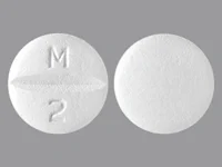 Pill with imprint M 2, white, round, 9 mm (Metoprolol Succinate 50 mg)